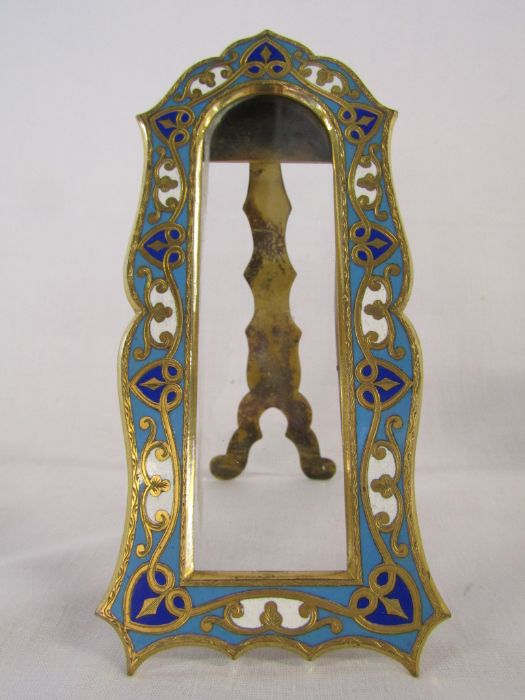 Set of 3 French cloisonné picture frames the largest being approx. 22cm tall (1without glass) - Image 4 of 7
