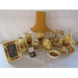Collection of Aynsley 'Orchard Gold' display pieces includes table lamp, telephone, trinket dish,