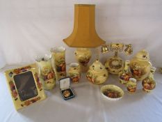Collection of Aynsley 'Orchard Gold' display pieces includes table lamp, telephone, trinket dish,