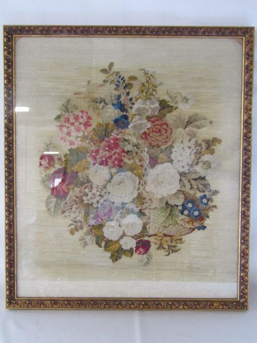 Framed Victorian needlepoint tapestry of flowers approx. 63cm x 72cm (includes frame) - Image 2 of 3