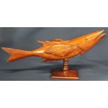 Pitcairn Island carved hard wood fish, one fin stamped "Souvenir from Pitcairn Island" (some damage)