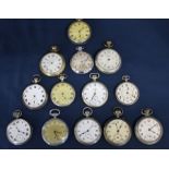 13 crown winding pocket watches in including Soletta