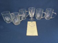 5 Esso Centenary glass tankards and a Cumbria Crystal Mardale Goblet limited edition 581/1000 on the