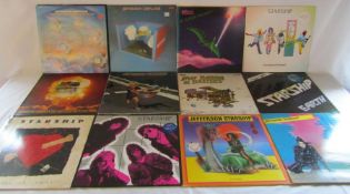 Jefferson Airplane, Starship 12" vinyl LP records including Long John Silver, Bark, Earth etc