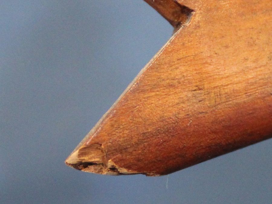 Pitcairn Island carved hard wood fish, one fin stamped "Souvenir from Pitcairn Island" (some damage) - Image 3 of 8