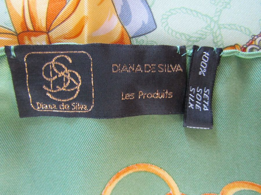 Boxed Diana de Silva green patterned silk scarf, Diana de Poitiers silk scarf and Richel silk - Image 9 of 9