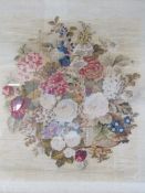 Framed Victorian needlepoint tapestry of flowers approx. 63cm x 72cm (includes frame)