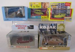 3 boxed Corgi Classics - Mr Bean, Kojak and Inspector Morse a Gate Laurel & Hardy Jeep and Only
