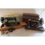 Pair of hand crank Singer sewing machines - Singer 28k 1904 and Singer 15k 1939