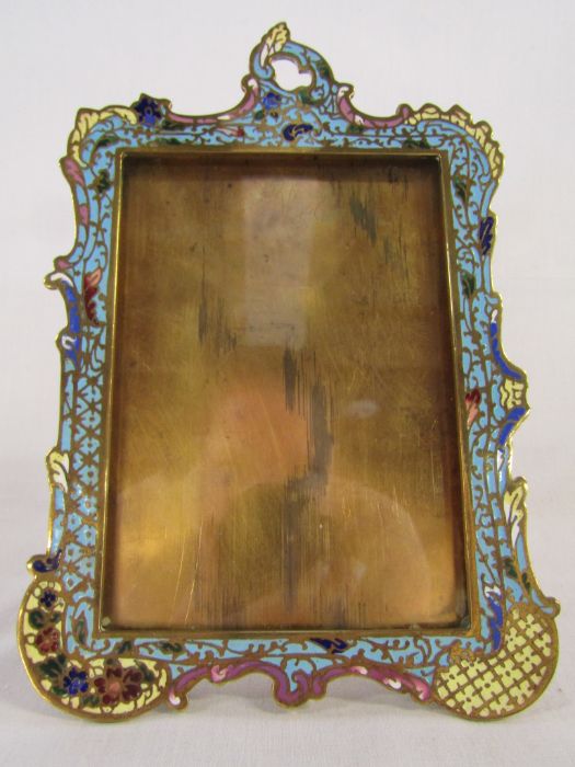 Set of 3 French cloisonné picture frames the largest being approx. 22cm tall (1without glass) - Image 6 of 7