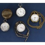 Bijou locket watch, white metal pocket watch with decorative face & tortoise shell effect travel
