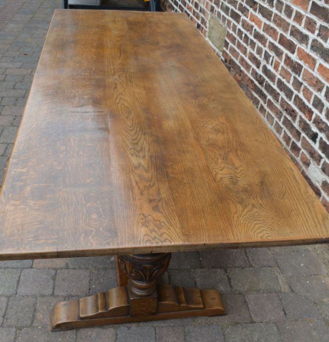 Jacobean style oak refectory table 229cm by 90cm - Image 3 of 3