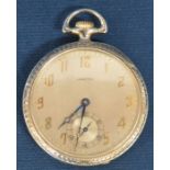 Hamilton open face pocket watch in a 14ct (14k) white gold case (not currently working)