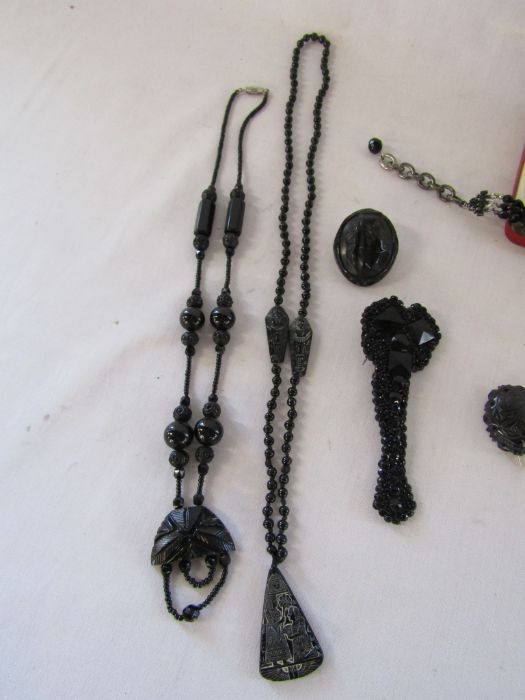 Collection of black jewellery including a large black choker with cross pendant with leather back, - Image 2 of 9