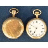 Gold plated full hunter fob watch  & a gold plated open face fob watch stamped AWW Co.
