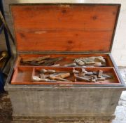 19th century joiners trunk with tools
