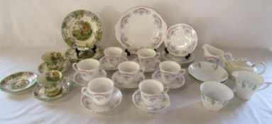 Collection of part teasets including Spode's Byron and Queen Anne