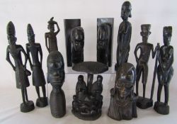 Collection of 11 wooden Tribal art pieces
