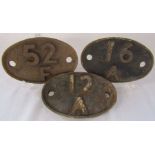 3 original cast iron railway shed plates - 52F North & South Blythe - 16A Nottingham Midland  &
