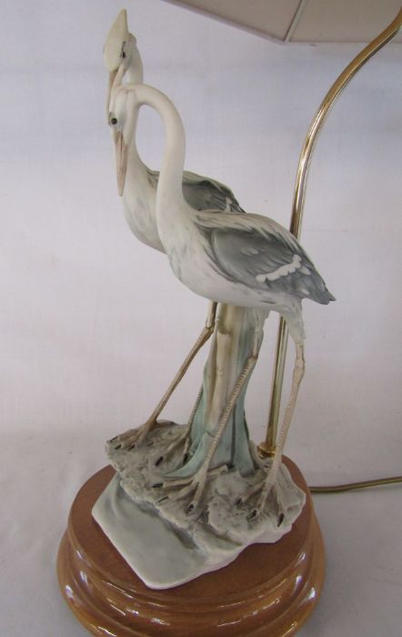 1984 Florence Capodimonte herons table lamp and 1983 Capodimonte Florence lamp boy and girl on - Image 10 of 15