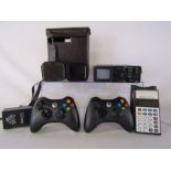 2 X-Box 360 wireless controllers, Boots 224 memory calculator and JVC P-100UKC vintage portable TV