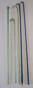 5 glass canes - walking stick pale green glass spirally moulded, walking stick pale green glass