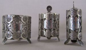 Chinese white metal / silver cruet set