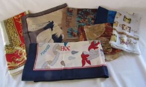Collection of scarves - Escada horses, Chloe, Trusardi, Smithsonian 1999 cups,