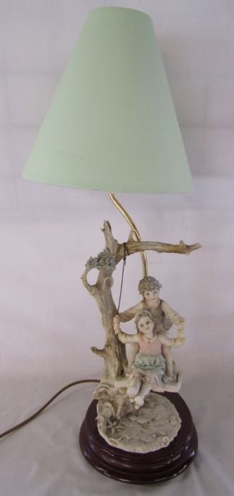 1984 Florence Capodimonte herons table lamp and 1983 Capodimonte Florence lamp boy and girl on - Image 2 of 15