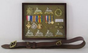 WW2 British Army Officers Sam Browne leather belt and Framed museum display quality replica WW1