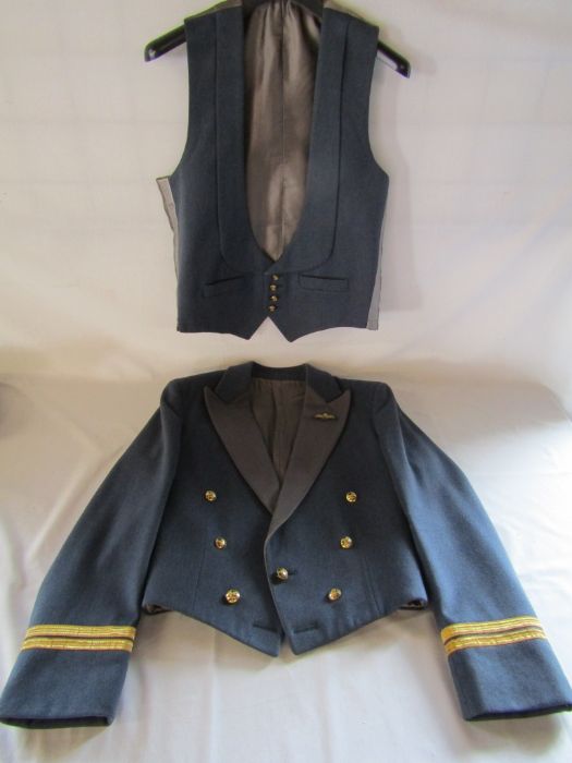 RAF Dinner suit with cap and a wedding gown with veil possibly wax flowers and weighted with faux - Image 9 of 18