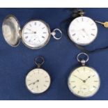 Silver open face pocket watch Chas Webster Liverpool, silver hunter pocket watch (no glass) & 2