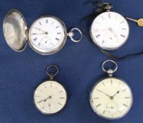 Silver open face pocket watch Chas Webster Liverpool, silver hunter pocket watch (no glass) & 2