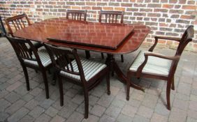 Regency style dining table (236cm by 90cm) & 6 chairs including two carvers