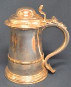 George II silver lidded ale tankard with monogram ETM London 1754 maker William Shaw & William