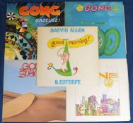 4 Gong vinyl LP's: Gazeuse I, Radio Gnome Invisible Part 1, Shamal, Angels Egg & Daevid Allen &