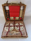 Brexton picnic hamper with original plates and thermos flask with insert, a Vacco flask and