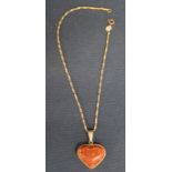 Small 10k gold chain (1.4g) with agate heart pendant