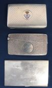 Curved silver card case with engine turned decoration Birmingham 1901, silver card case with