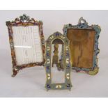 Set of 3 French cloisonné picture frames the largest being approx. 22cm tall (1without glass)
