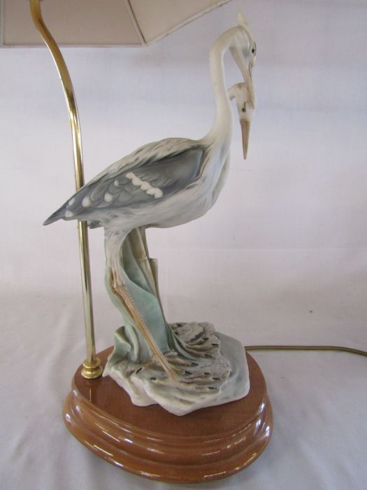 1984 Florence Capodimonte herons table lamp and 1983 Capodimonte Florence lamp boy and girl on - Image 12 of 15