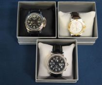 3 gents wristwatches, Purnis GMT automatic, Lancia 15 Rubis automatic & an unbranded automatic