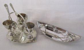 Silver plated candle snuffer with tray & egg cup stand