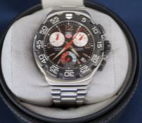 Tag Heuer Formula 1 43mm quartz chronograph gentlemen's sports watch with brushed steel case & strap