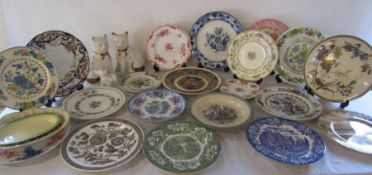 Large collection of plates including Mason's, Ridgway Jacobean, Spode, Manilla, Japan Opaque etc two