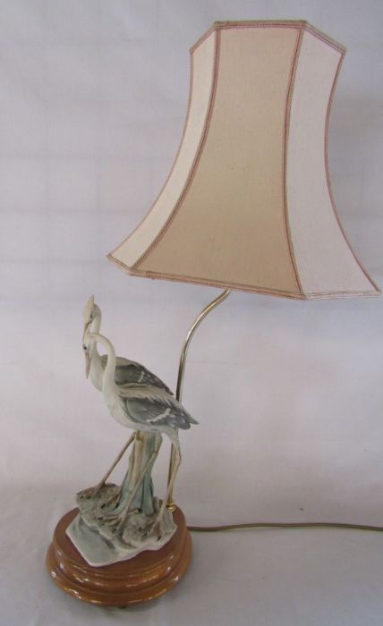 1984 Florence Capodimonte herons table lamp and 1983 Capodimonte Florence lamp boy and girl on - Image 9 of 15