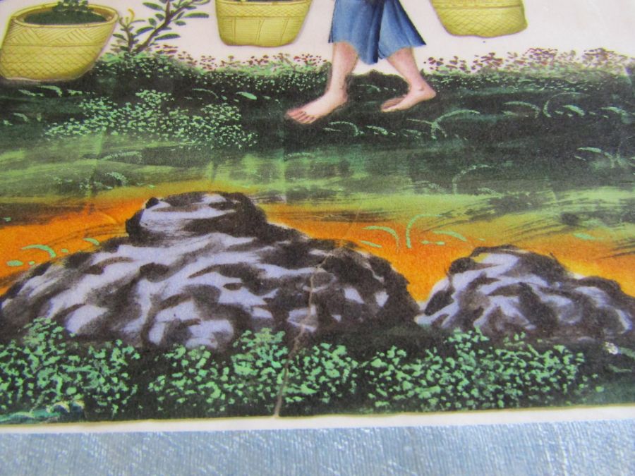 Late 19th / early 20th century album of Chinese paintings on rice paper depicting the silk making - Image 20 of 23