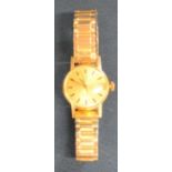 18ct gold case Omega automatic ladies wristwatch with elasticated strap - serial number 562016