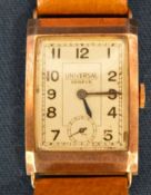 Art Deco 9ct gold case gentleman's wristwatch by Universal Genève