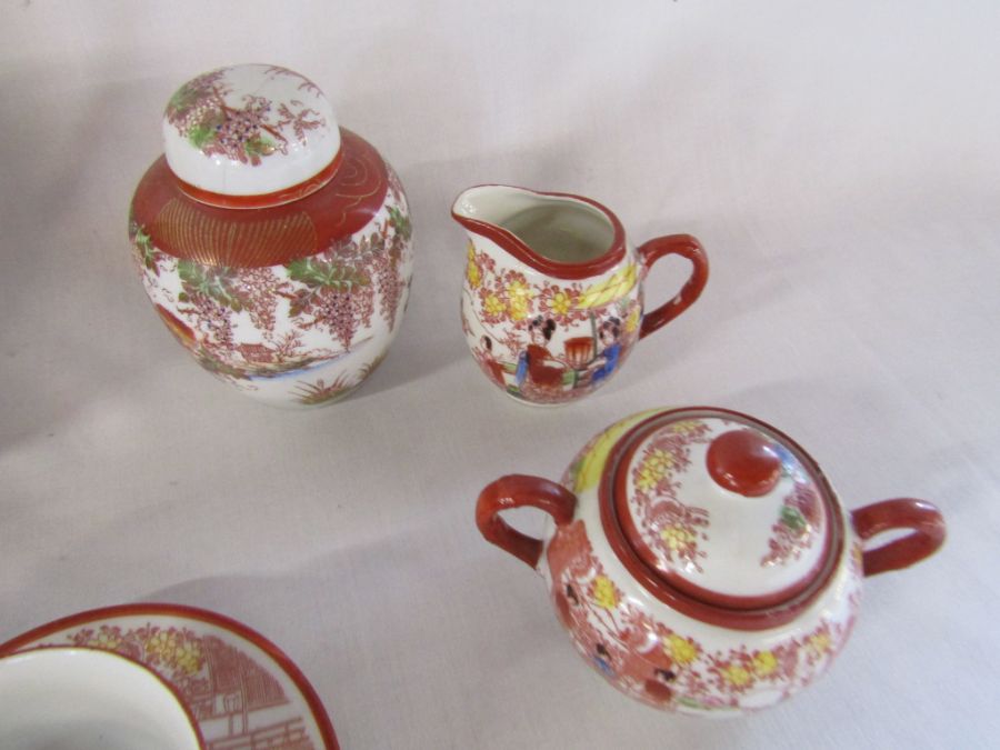 Nippon Tokusei Japan special made Geisha Lithophanes tea service - one tea cup has a different shape - Image 5 of 8